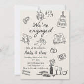 Händlergezeichnete Quirky-Engagement-Partei Einladung (Vorderseite)