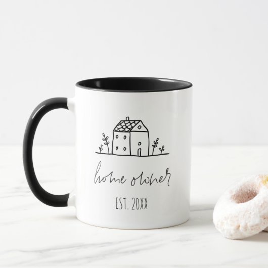 Händlerhaus Neuer Zuhause-Besitzer personalisierba Tasse (Mit Donut)