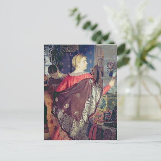 Händlerin mit Spiegel Postkarte (Stehend Vorderseite)