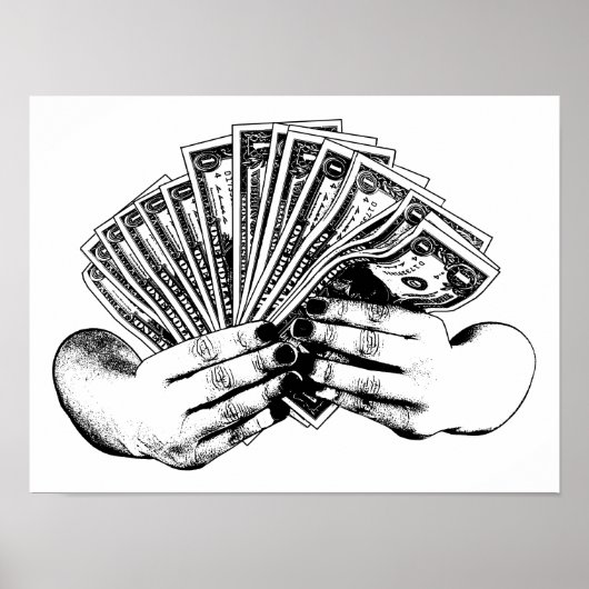Händlerinnen mit Dollarnoten in bar Kunst Poster (Vorne)