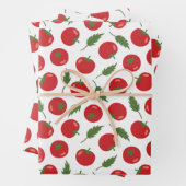 Händlerrotes Tomatenmuster Geschenkpapier Set (Beispiel)