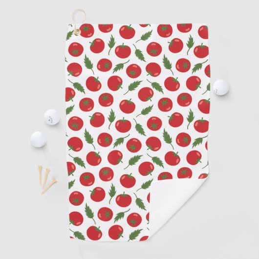 Händlerrotes Tomatenmuster Golfhandtuch (Insitu)