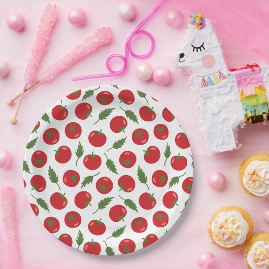 Händlerrotes Tomatenmuster Pappteller (Party)