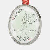 Händlerverschluss Erste Weihnachten Verlobt Ornament Aus Metall (Links)