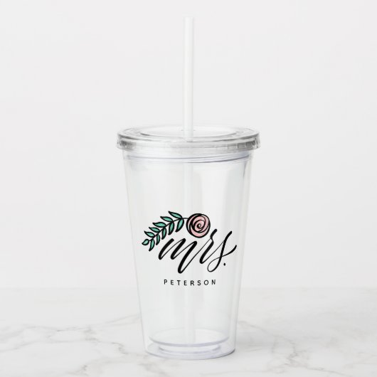 Handlettered Frau Your Name Acryltrinkbecher (Vorderseite)