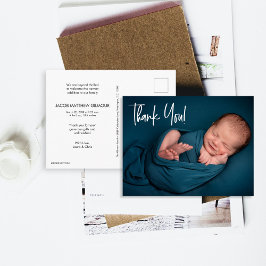 Handlettering Baby Boy Photo baby shower thank you Postkarte