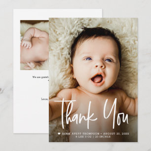 Handlettering Benutzerdefiniert 2 Fotos Baby Showe Dankeskarte
