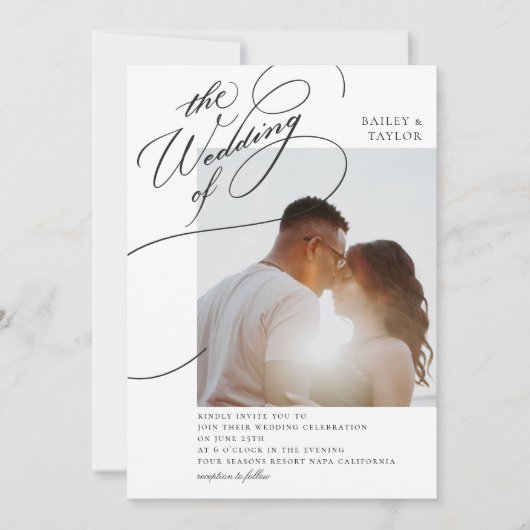 Handlettering-Foto-Hochzeit Einladung (Vorderseite)
