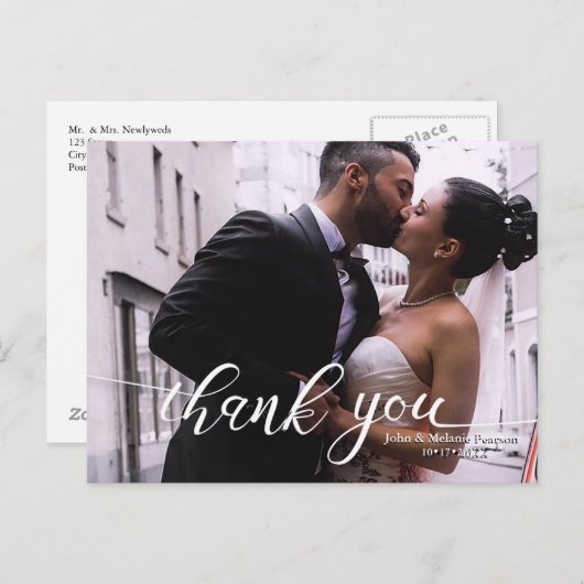 HANDLETTERING SCRIPT WEDING DANKE ANKÜNDIGUNGSPOSTKARTE (Vorne/Hinten)