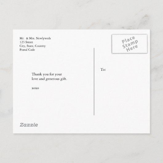 HANDLETTERING SCRIPT WEDING DANKE ANKÜNDIGUNGSPOSTKARTE (Rückseite)