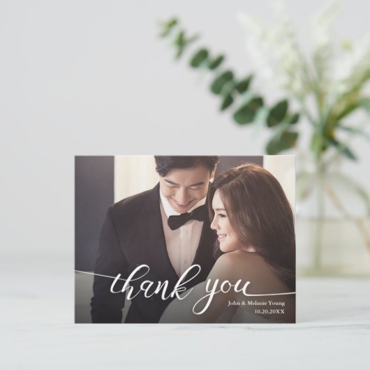 HANDLETTERING SCRIPT WEDING DANKE POSTKARTE (Stehend Vorderseite)