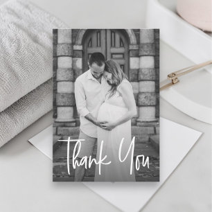 Handlettering-Umschlagfoto kleine Babyparty Dankeskarte