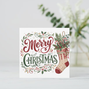 Handlettering-Weihnachtsstrumpf-Foto Karte