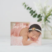 Handletteringbaby Girl Dusche Foto vielen Dank Postkarte (Stehend Vorderseite)