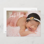 Handletteringbaby Girl Dusche Foto vielen Dank Postkarte (Vorne/Hinten)