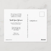 Handletteringbaby Girl Dusche Foto vielen Dank Postkarte (Rückseite)