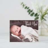 Handlettern Baby Girl Foto Babydusche Postkarte (Stehend Vorderseite)