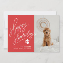 Handlettertes Red Happy Howlidays Paw Dog Foto