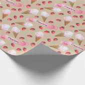 Handlich Illustriertes Erdbeereis Creme Cone Geschenkpapier (Ecke)