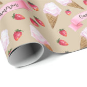 Handlich Illustriertes Erdbeereis Creme Cone Geschenkpapier (Rolleneckpunkt)