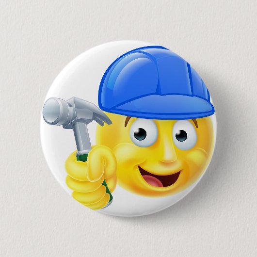 Handlicher Mann-Tischler-Erbauer Emoji Emoticon Button (Vorderseite)