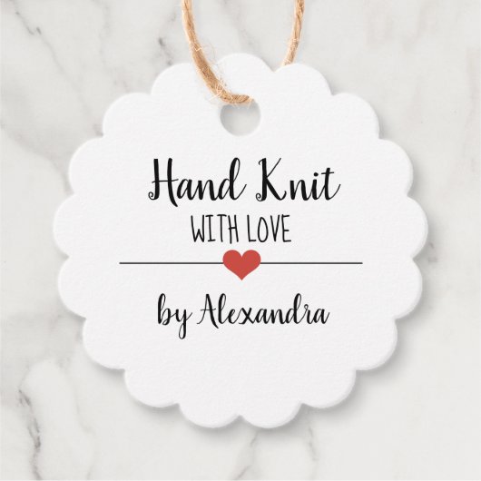 Handlicher Strick mit Liebe Geschenkanhänger (Vorderseite)