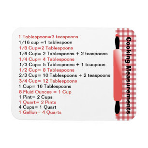 Handliches Cooking Measurement Chart Magnet