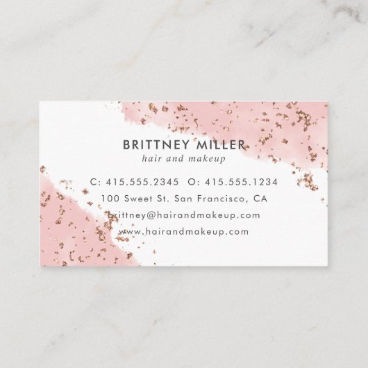 Handling der Visitenkarte des rosa Watercolor Glit (Rückseite)