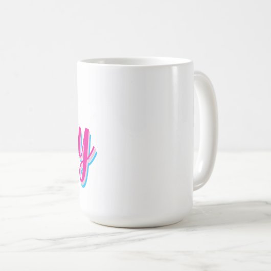 Handling von Skriptnamen Pink Blue Custom Kaffeetasse (VorderseiteRechts)