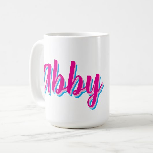 Handling von Skriptnamen Pink Blue Custom Kaffeetasse (Vorderseite Links)