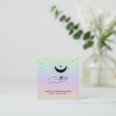 *~* Handluna Moon Magic Boho Rainbow Quadratische Visitenkarte (Stehend Vorderseite)