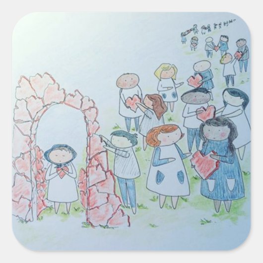 Handlungen der Güte Quadratischer Aufkleber (Vorderseite)