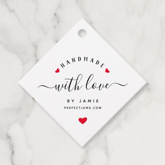 HANDMAD MIT LIEBE Custom Modern Script Kraft Gift Geschenkanhänger (Vorderseite)