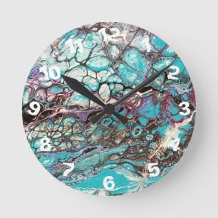 Handmade abstract painting - Kook Art - Wall Clock Runde Wanduhr
