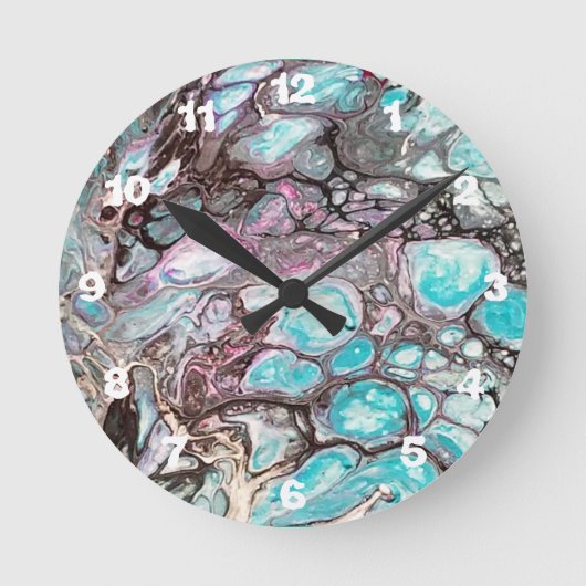Handmade abstract painting - Kook Art - Wall Clock Runde Wanduhr (Vorderseite)