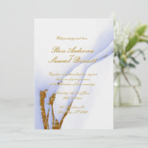 Handmade Alcohol Ink Glitter Wedding Invitation