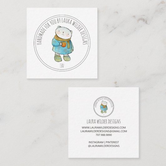 Handmade Baby Closing Maker Online Shop Quadratische Visitenkarte (Vorne/Hinten)