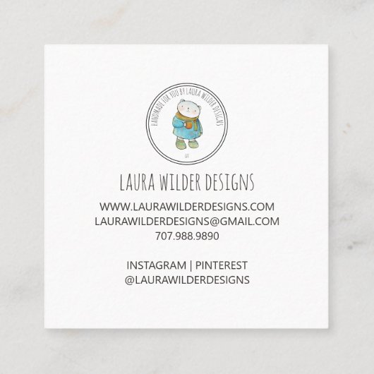 Handmade Baby Closing Maker Online Shop Quadratische Visitenkarte (Rückseite)