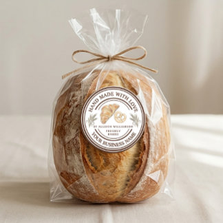 Handmade Bakery Logo with Wheat Spikes Runder Aufkleber