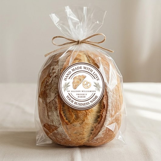 Handmade Bakery Logo with Wheat Spikes Runder Aufkleber