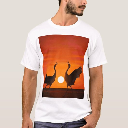 Handmade birds in sunset T-Shirt (Vorderseite)