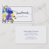 Handmade Blue Lila Yellow Blume Calligraphy Visitenkarte (Vorne/Hinten)