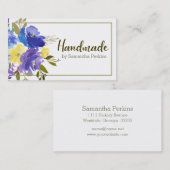 Handmade Blue Lila Yellow Blume Visitenkarte (Vorne/Hinten)