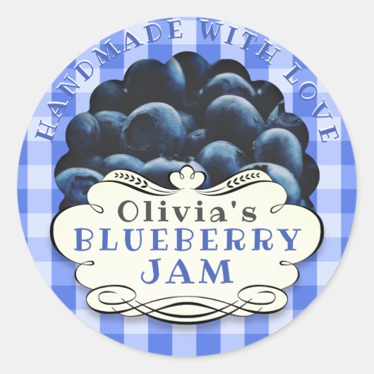Handmade Blueberry Jam Runder Aufkleber (Vorderseite)