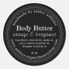 Handmade Body Butter Bio Business Black Label Runder Aufkleber