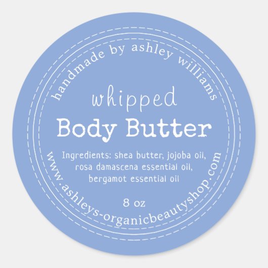 Handmade Body Butter Bio Business Blue Classic Runder Aufkleber (Vorderseite)