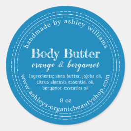 Handmade Body Butter Bio Business Blue Label Runder Aufkleber