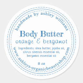 Handmade Body Butter Bio Business Blue Script Runder Aufkleber