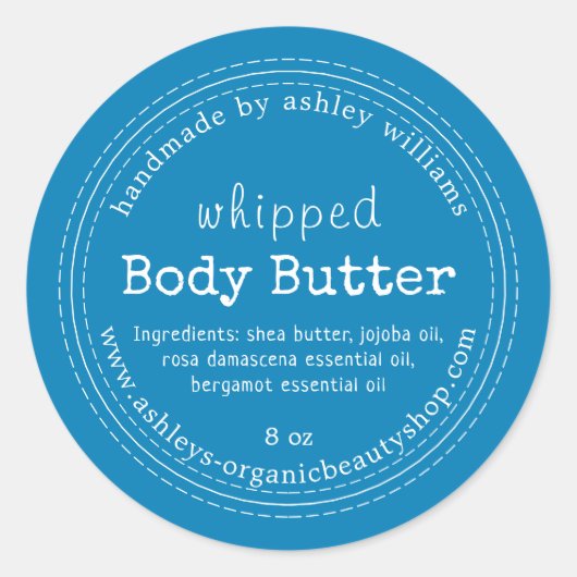 Handmade Body Butter Bio Business Bright Blue Runder Aufkleber (Vorderseite)