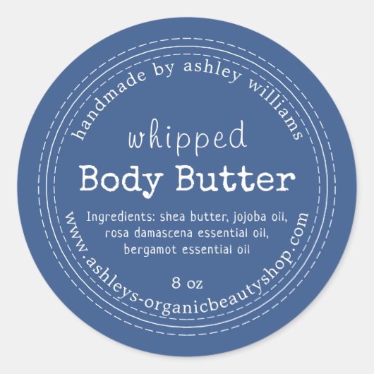 Handmade Body Butter Bio Business Classic Blue Runder Aufkleber (Vorderseite)
